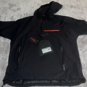 Mean Tecno stretch noir half zip up hoodie